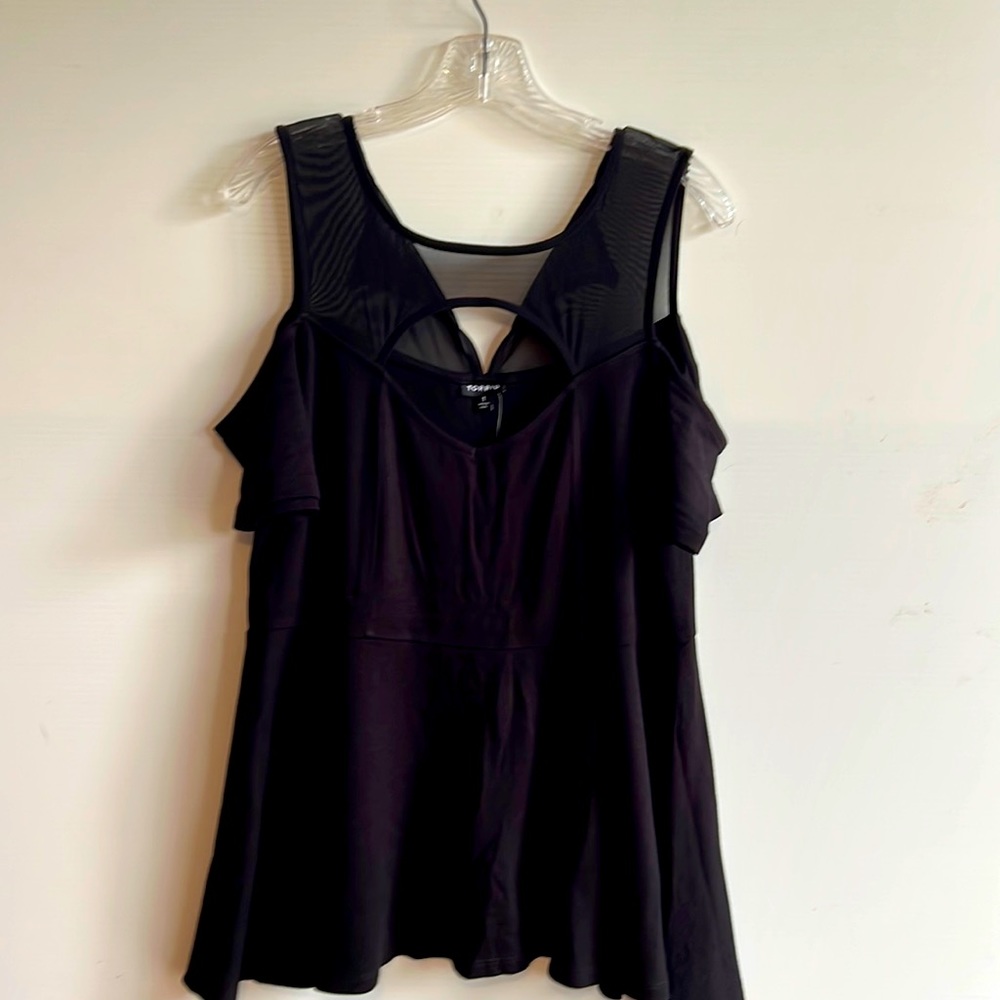 NWT TORRID size 1 black mesh yoke peplum top